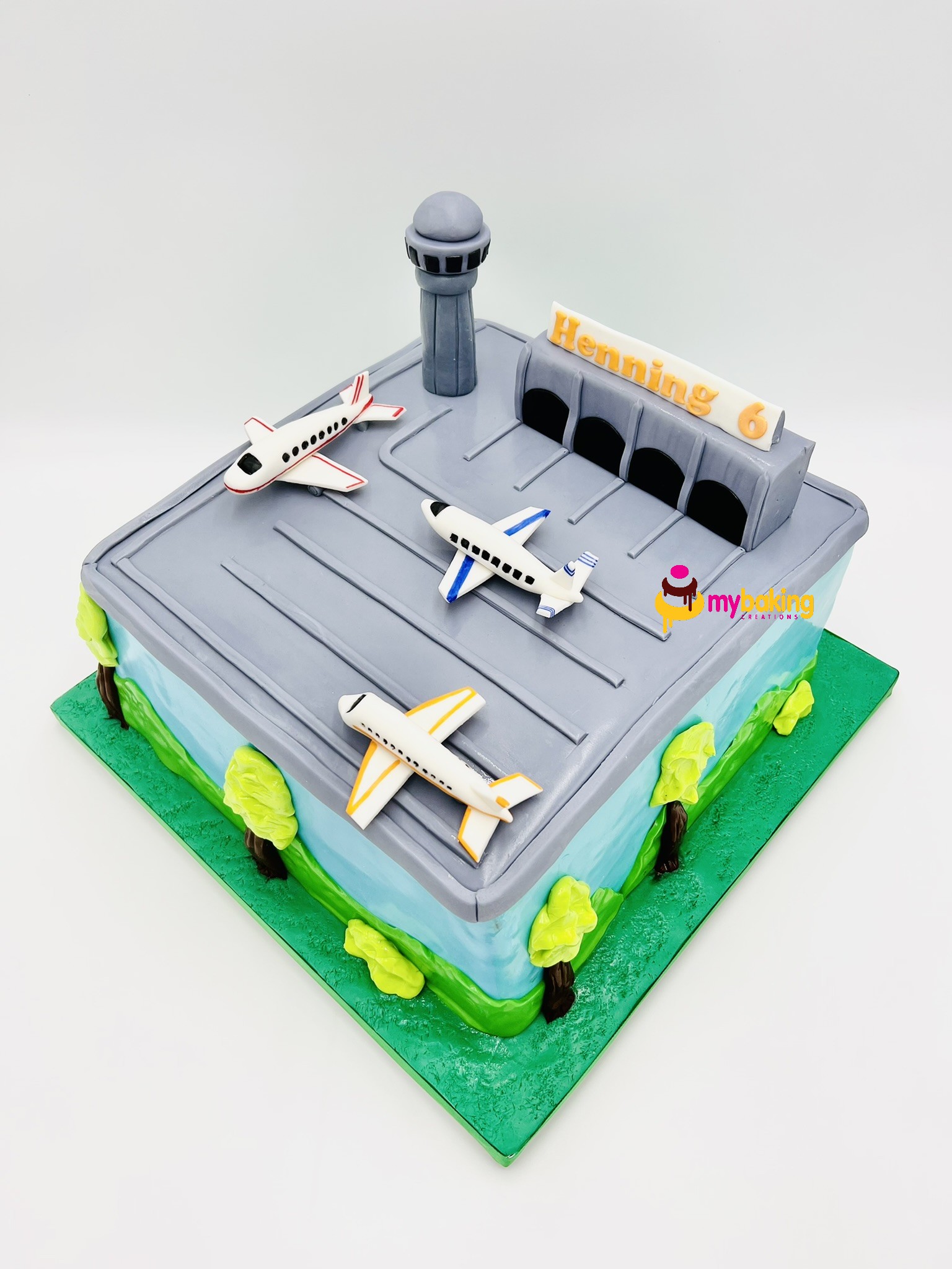 Custom airport runway themed birthday cake Bay Area